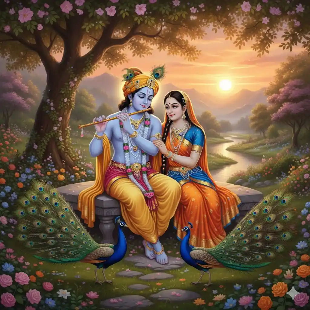 शाश्वत प्रेम और भक्ति का अनुपम संगम – राधा और कृष्ण।